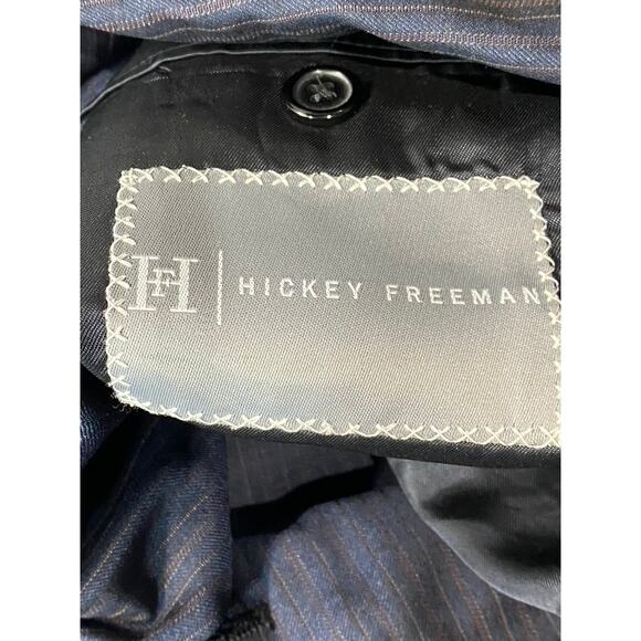 HICKEY FREEMAN Men's Navy Short Striped Two-Button Worsted Wool Suit Jacket SZ40 - Picture 9 of 12